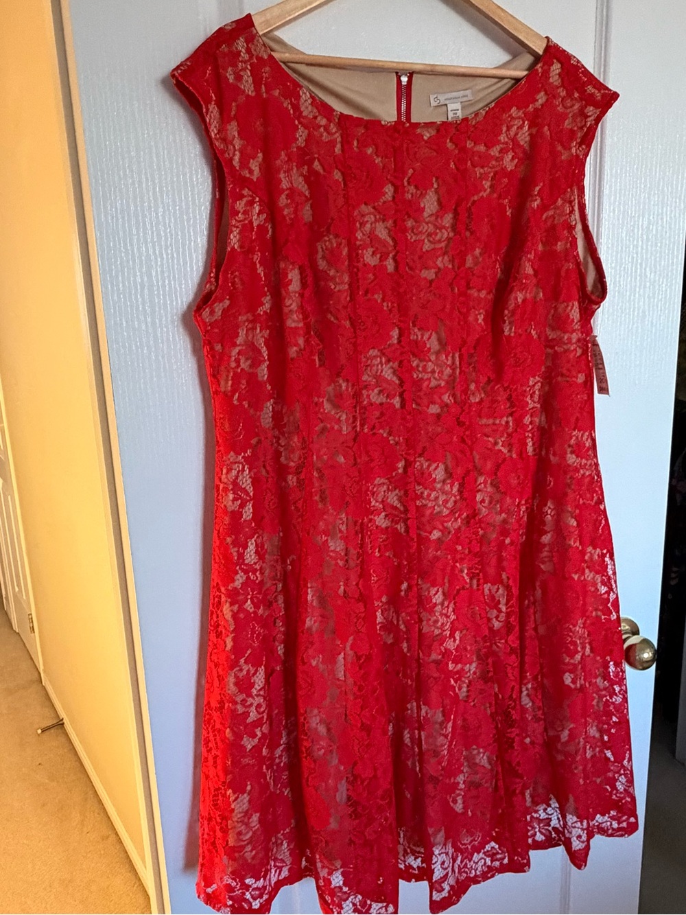 Dress Barn Orange Lace Midi Dress with Zip